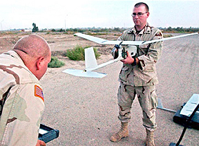 Raven UAV with soldiers
