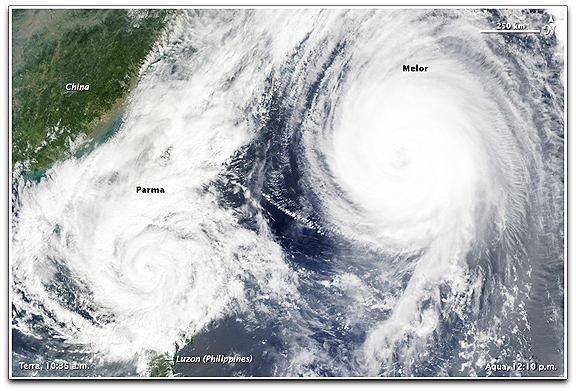 Parma + Melor typhoons (NASA Aqua Terra)