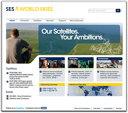 SES World Skies homepage