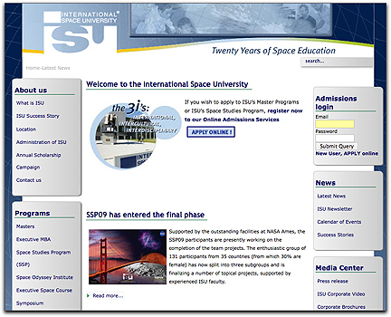 ISU homepage (090409)