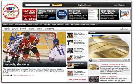 CTV Olympics homepage