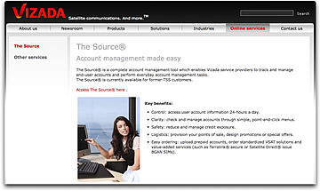 Vizada The Source webpage