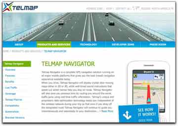Telmap Navigator webpage