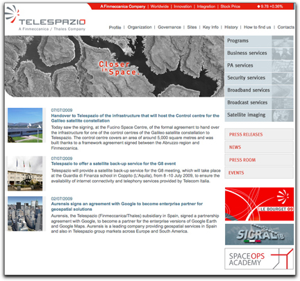 Telespazio homepage
