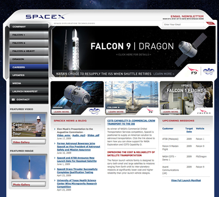 SpaceX homepage (0709)