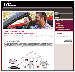 Rovi's auto solution home page