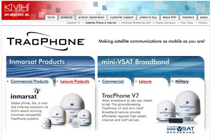 KVH TracPhone homepage