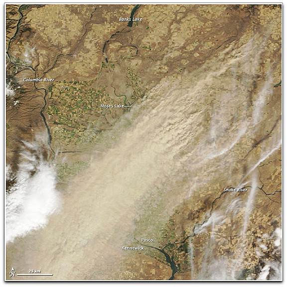 Dust storm in E. Washington (NASA Terra)