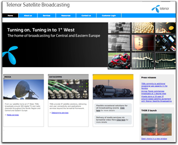 Telenor Satellite Broadcasting homepage