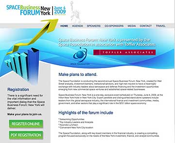 Space Business Forum NY 09 webpage