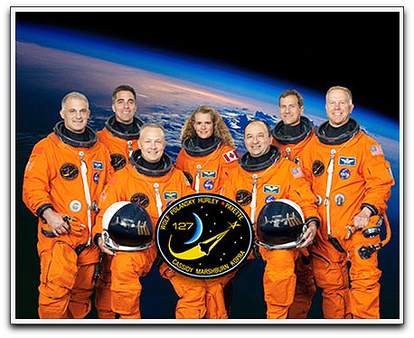 STS-127 flight crew in space suits