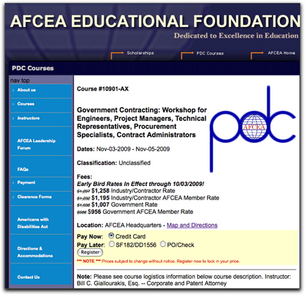 AFCEA contracting workshop page