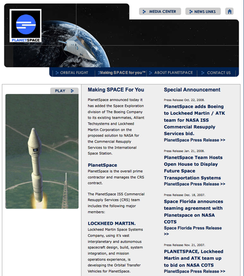 Planetspace homepage