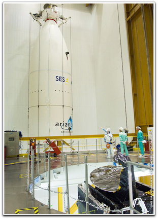 Ariane 5 with NSS-12 and THOR 6 satellites installed.