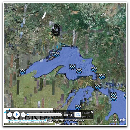 Screen of Great Lakes from Google Earth tour (NOAA