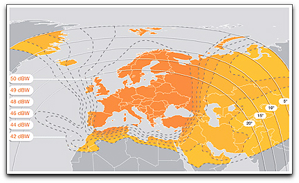 Eurobird 16 downlink coverages