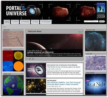 Portal to the Universe homepage