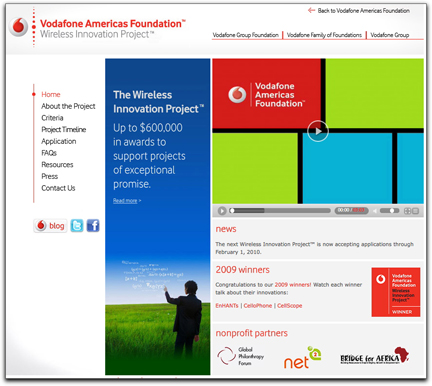 Vodafone project homepage