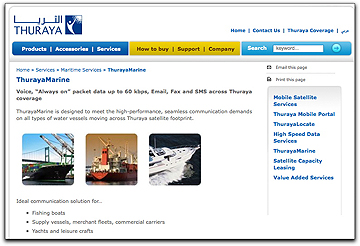 Thuraya Marine webpage