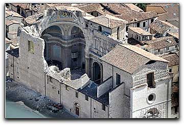 Damaged church in L'Aquila