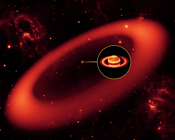 Saturn's largest ring (Spitzer NASA)