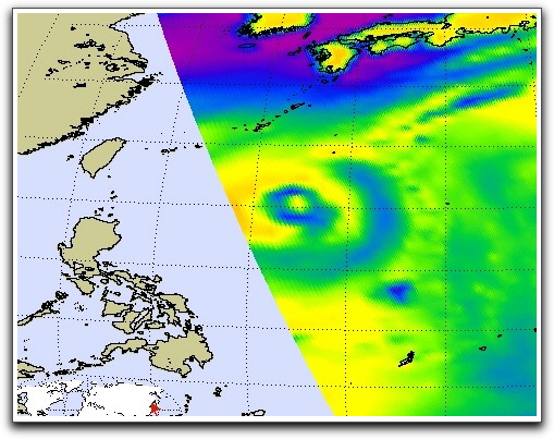 Lupit nearing Philippines (NASA Aqua)