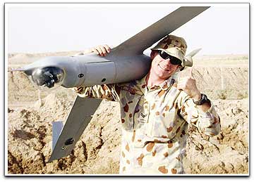 ScanEagle UAV recovery by Australian soldier