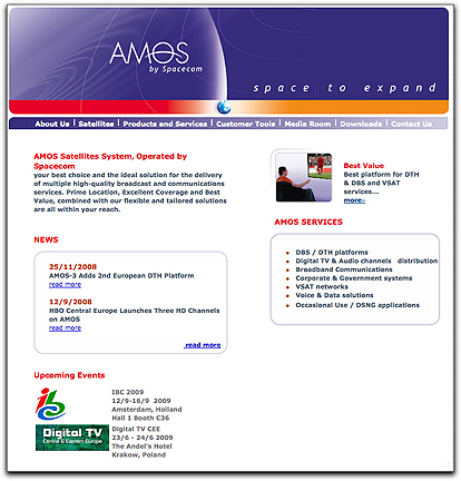 AMOS by Spacecom homepage