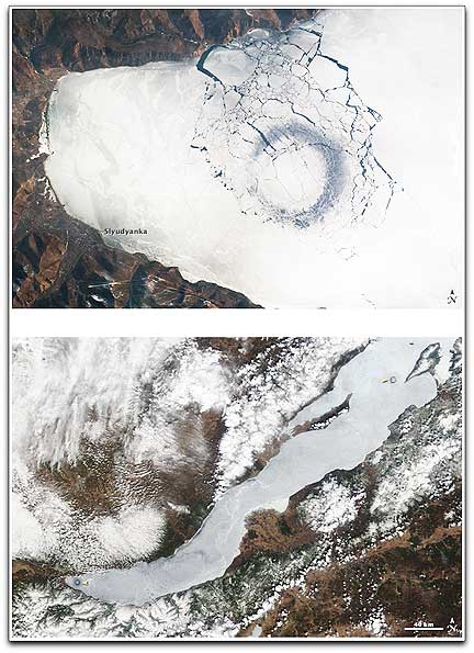 Lake circles Russia NASA MODIS ISS