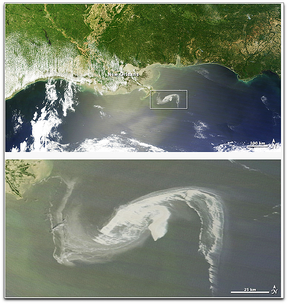 NASA satellite images of Gulf oil spill