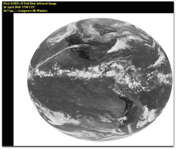 GOES-15 infrared image of Earth